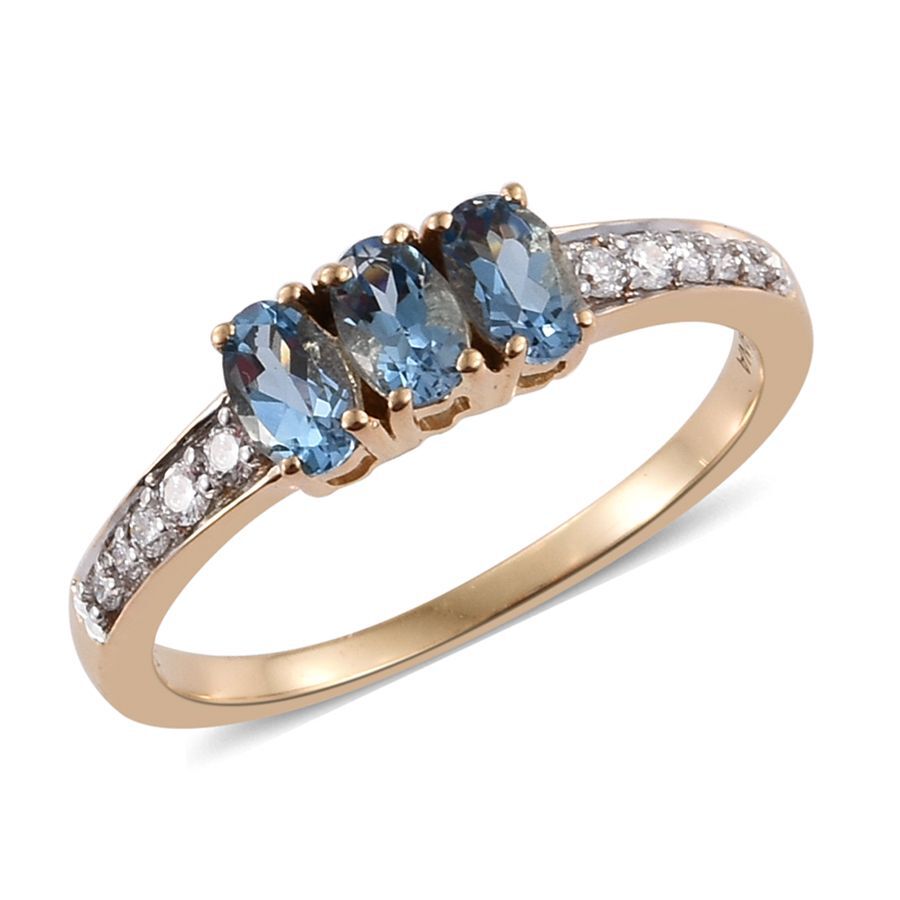 ILIANA 18K Yellow Gold AAA Santa Maria Aquamarine (Ovl), Diamond (SI G-H) 0.750 Ct.