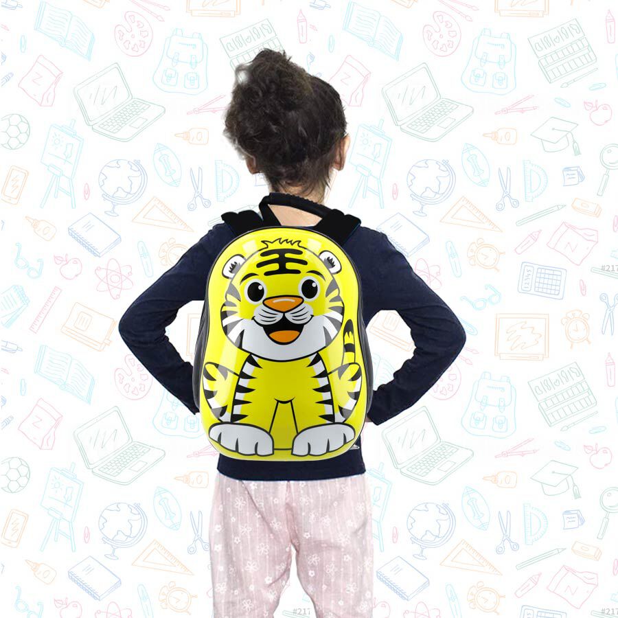 Cute Tiger Kids Backpack (Size 31x23x9cm) - Yellow