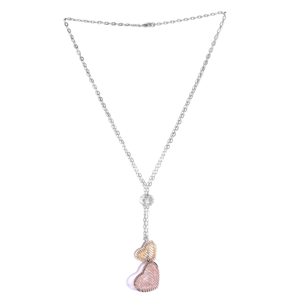 JCK Vegas Collection Yellow, Rose Gold and Rhodium Plated Sterling Silver Necklace (Size 18), Silver