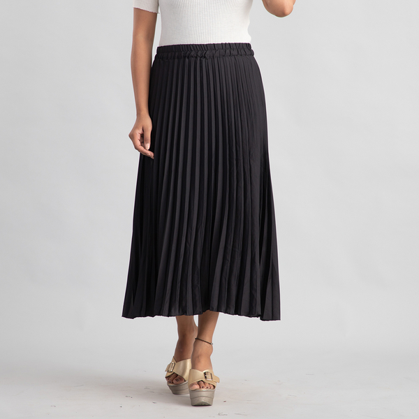 Tamsy Polyester Pleated Skirt Color Jet Black