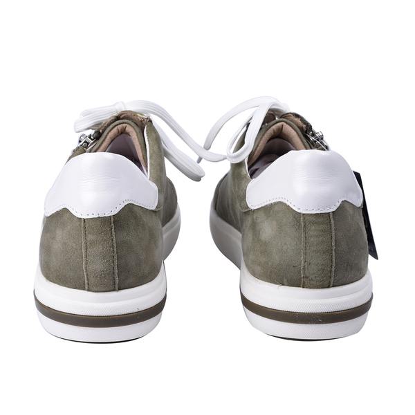 CAPRICE Leather Zipper Detailing Low-top Sneakers (Size 4.5) - Cactus Suede