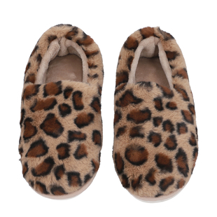 Leopard Pattern Faux Fur Shoes - Brown