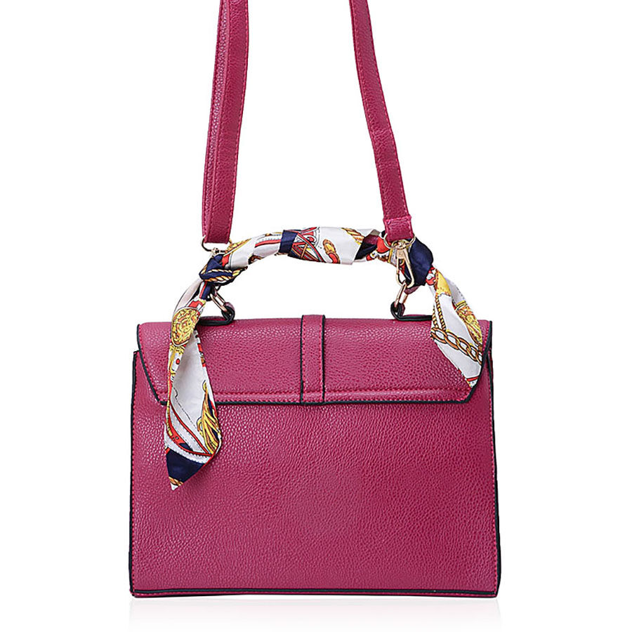 Fuchsia Colour Tote Bag with Scarf and Adjustable and Removable ...
