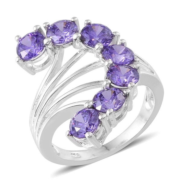 AAA Simulated Tanzanite (Rnd) 7 Stone Ring in Sterling Silver 5.750 Ct.