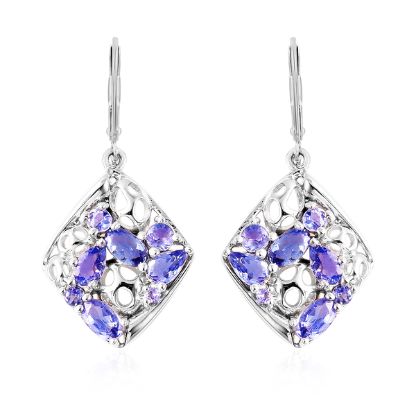 RACHEL GALLEY Misto Collection - Tanzanite Lattice Lever Back Earrings in Rhodium Overlay Sterling S