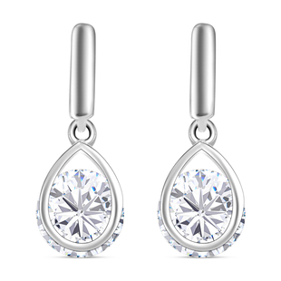 ELANZA Simulated Diamond Dangling Earrings (With Push Back) in Sterling Silver