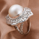 Royal Bali Collection - White Mabe Pearl Ring in Sterling Silver, Silver Wt 11.17 Gms