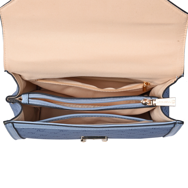 LOCK SOUL Crossbody Bag with Metallic Lock (Size 26x19x11Cm) - Blue