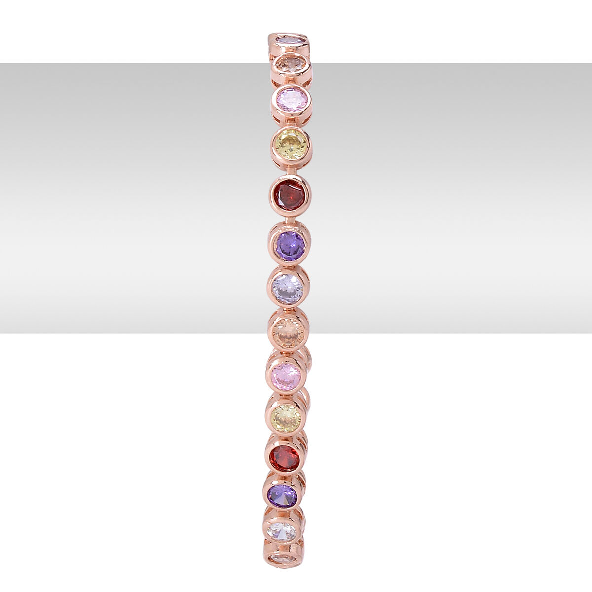 AAA Simulated Multi Colour Diamond Bracelet in Rose Gold Tone (Size 7.5)