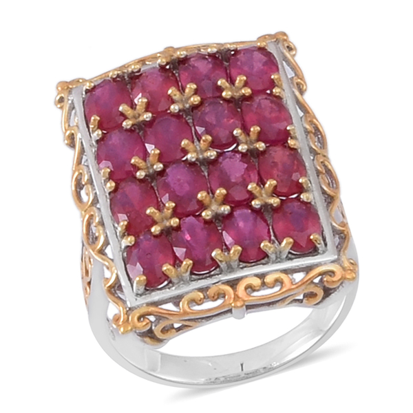 African Ruby (Ovl) Ring in Rhodium Plated Sterling Silver 11.500 Ct.