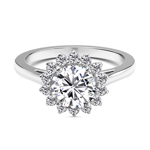 TLV Moissanite Halo Ring in Platinum Overlay Sterling Silver 2.55 Ct.