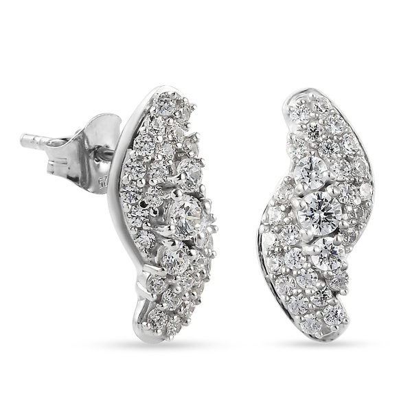 Lustro Stella Platinum Overlay Sterling Silver Stud Earrings (with Push Back) Made with Finest CZ 2.21 Ct.