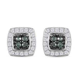 Alexandrite and Natural Cambodian Zircon Stud Earrings( With Push back)  in Platinum Overlay Sterlin