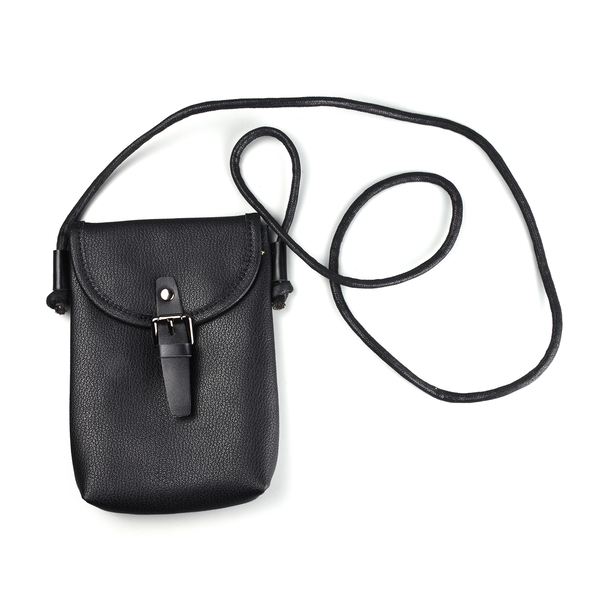  Genuine Leather Crossbody Bag - Black