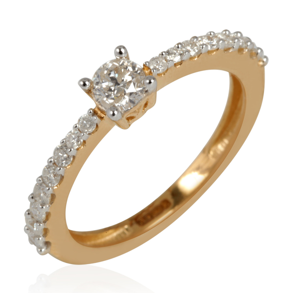 14K Y Gold IGI Certified Diamond (Rnd 0.25 Ct) (I2/ G-H) Ring 0.500 Ct.