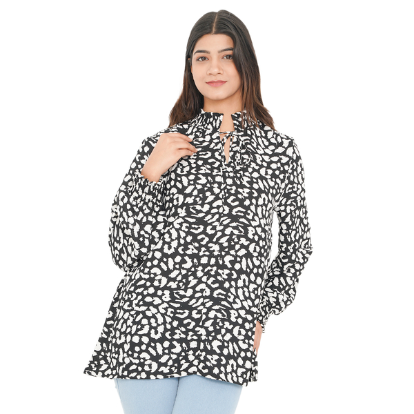 TAMSY Leopard Pattern Top (Size 8) - Black