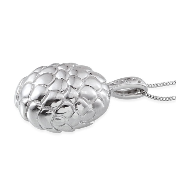 Platinum Overlay Sterling Silver Pine Cone Inspired Pendant With Chain, Silver wt 8.09 Gms.