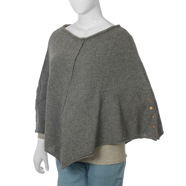 80% Wool Graphite Melange Colour Poncho (Size-16, 55x113.5cm)
