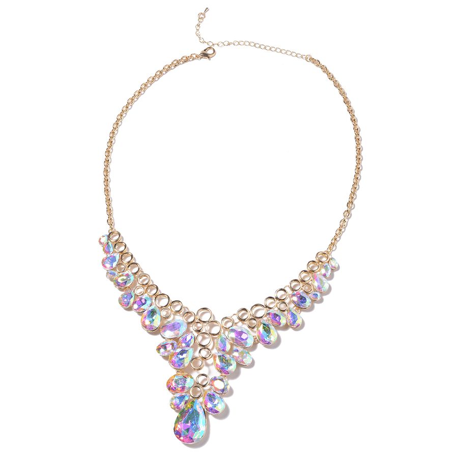 Simulated Mercury Mystic Topaz Collar Necklace in Gold Tone 20 with 3 ...