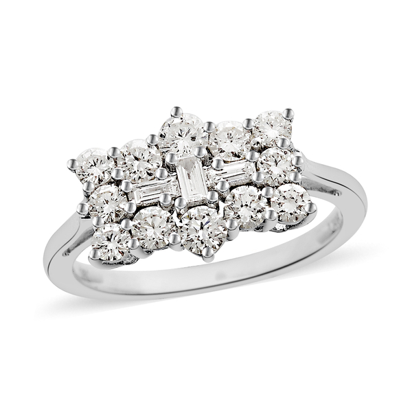 ILIANA 18K White Gold IGI Certified Diamond (Rnd) (SI/G-H) Boat Ring 1.000 Ct.