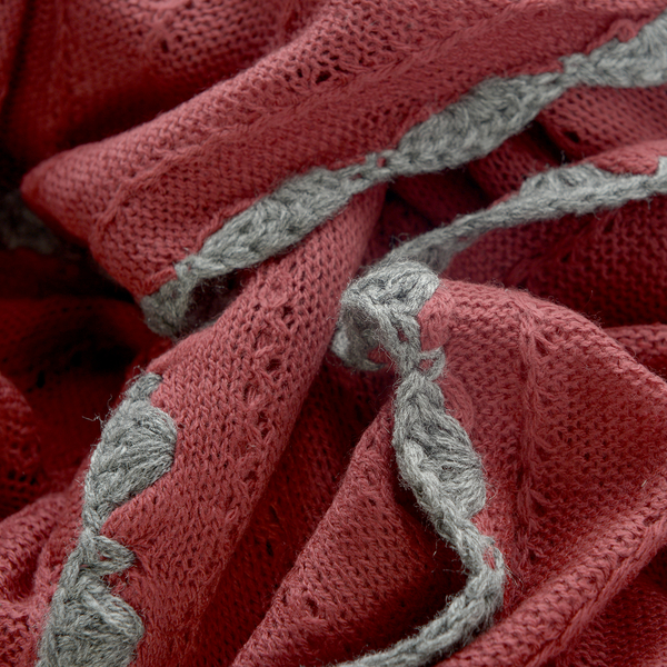 Wine Red Colour Crochet Work Poncho (Size 92x52 Cm)