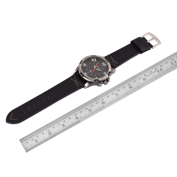 STRADA Japanese Movement Black Dial Water Resistant Watch in Black Tone with Stainless Steel Back and Black Colour Strap