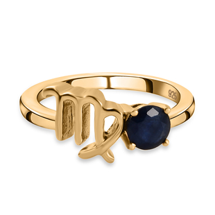 Madagascar Blue Sapphire Ring in 14K Yellow Gold Overlay Sterling Silver