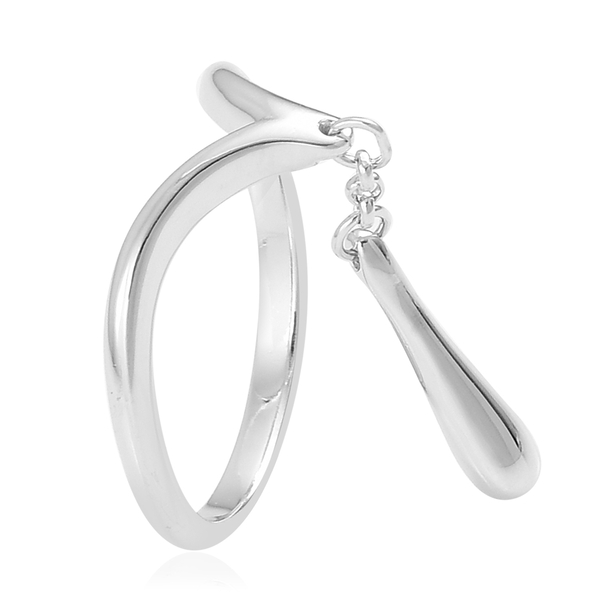 LucyQ Single Drip Ring in Rhodium Plated Sterling Silver