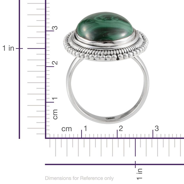 Malachite (Ovl) Solitaire Ring in Sterling Silver 11.420 Ct.