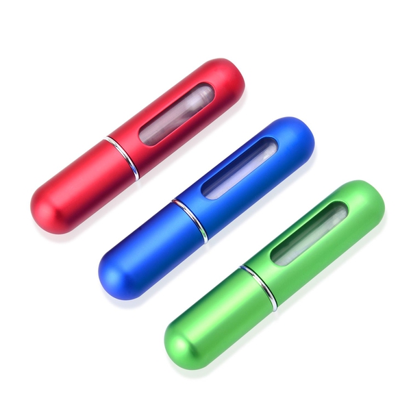 Set of 3 - Blue, Red and Green Colour Pocket Perfume (Size 8.8x1.7 Cm)