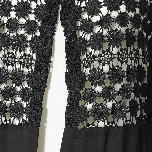 Black Colour Woven lace Cardigan