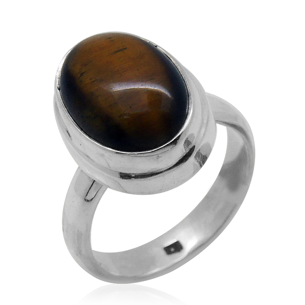 Royal Bali Collection Tigers Eye (Ovl) Solitaire Ring in Sterling Silver 5.930 Ct.