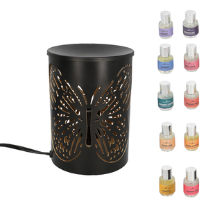 Table Decorative Diffusor Lamp With Set of 10 Aroma Oil (5 Ml) (Butterfly Pattern)