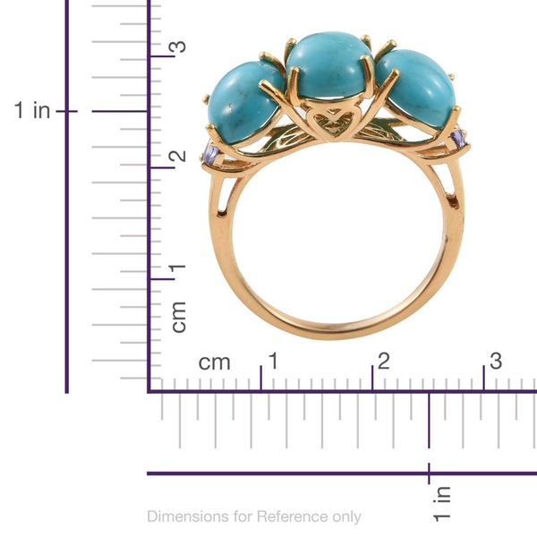 Arizona Blue Turquoise (Ovl), Tanzanite Ring in 14K Gold Overlay Sterling Silver 6.950 Ct.