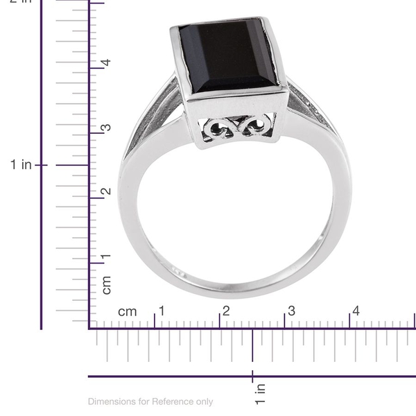 Australian Midnight Tourmaline (Bgt) Solitaire Ring in Platinum Overlay Sterling Silver 5.750 Ct.