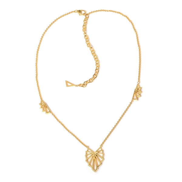 LucyQ Art Deco Necklace (Size 20 with Extender) in Yellow Gold Overlay Sterling Silver 13.64 Gms.