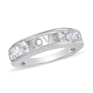 Lustro Stella Platinum Overlay Sterling Silver Band Ring Made with Finest CZ 1.82 Ct.