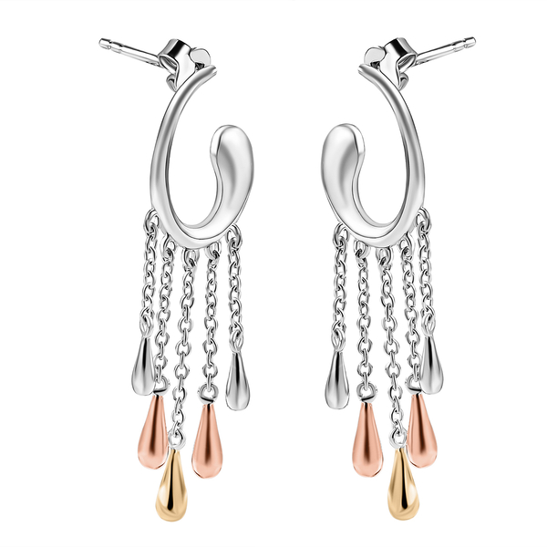 LucyQ Tri- Colour Drip Collection - 18K Vermeil Tricolour Gold Overlay Sterling Silver Dangling Earrings (with Push Back)