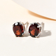Red Garnet Stud Earrings (with Push Back) in Platinum Overlay Sterling Silver 1.98 Ct.