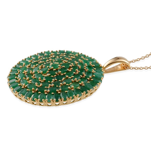 Kagem Zambian Emerald (Ovl) Cluster Pendant With Chain in 14K Gold Overlay Sterling Silver 19.500 Ct.