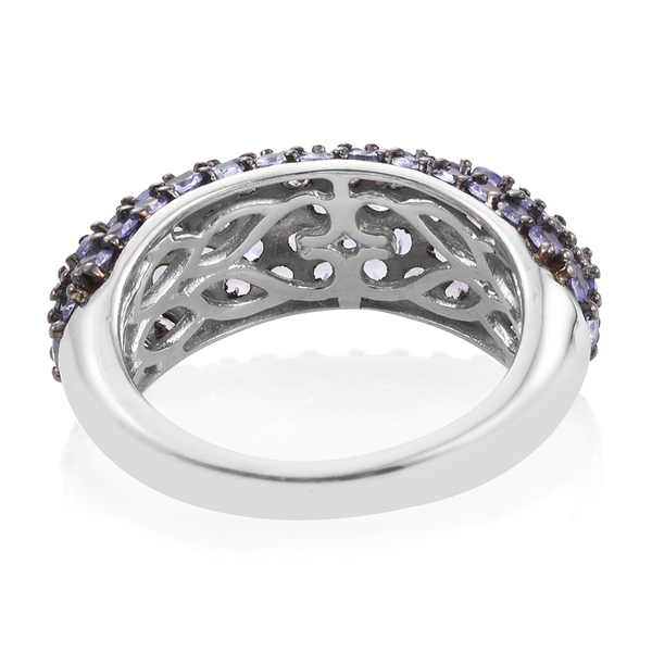 Tanzanite (Rnd) Cluster Ring in Platinum Overlay Sterling Silver 3.250 Ct.