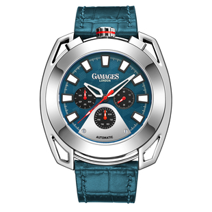 GAMAGES OF LONDON Limited Edition Hand Assembled Stature Automatic Movement Watch with Teal Leather Strap
