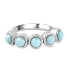 Larimar 5 Stone Ring (Size Q) in Platinum Overlay Sterling Silver 1.59 Ct.