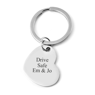 Personalised Engravable Heart disc Key ring in Stainless Steel