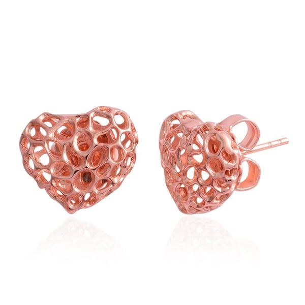 RACHEL GALLEY Rose Gold Overlay Sterling Silver Amore Heart Stud Earrings (with Push Back)