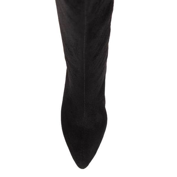 Ravel Grande Zebra Pattern Knee-High Heeled Boots (Size 4) - Black