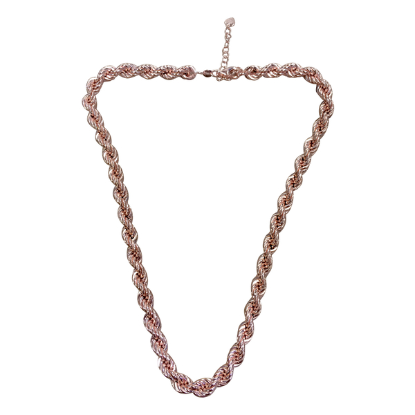 JCK Vegas Collection Rose Gold Overlay Sterling Silver Rope Chain (Size 18 with 2 inch Extender) Sil