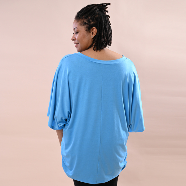 TAMSY V-Neck Knitted Drape Top (Size 10-18) - Blue