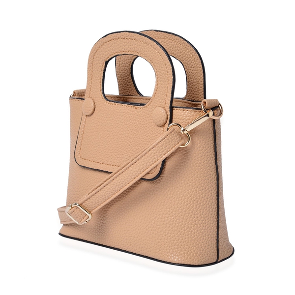 Beige Colour Tote Bag with Adjustable and Removable Shoulder Strap (Size 20.5x15x9 Cm)