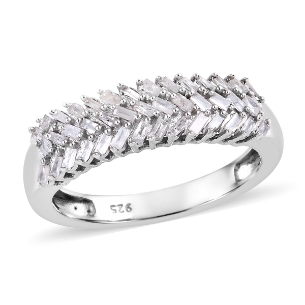 0.33 Ct Diamond Cluster Ring in Platinum Plated Sterling Silver